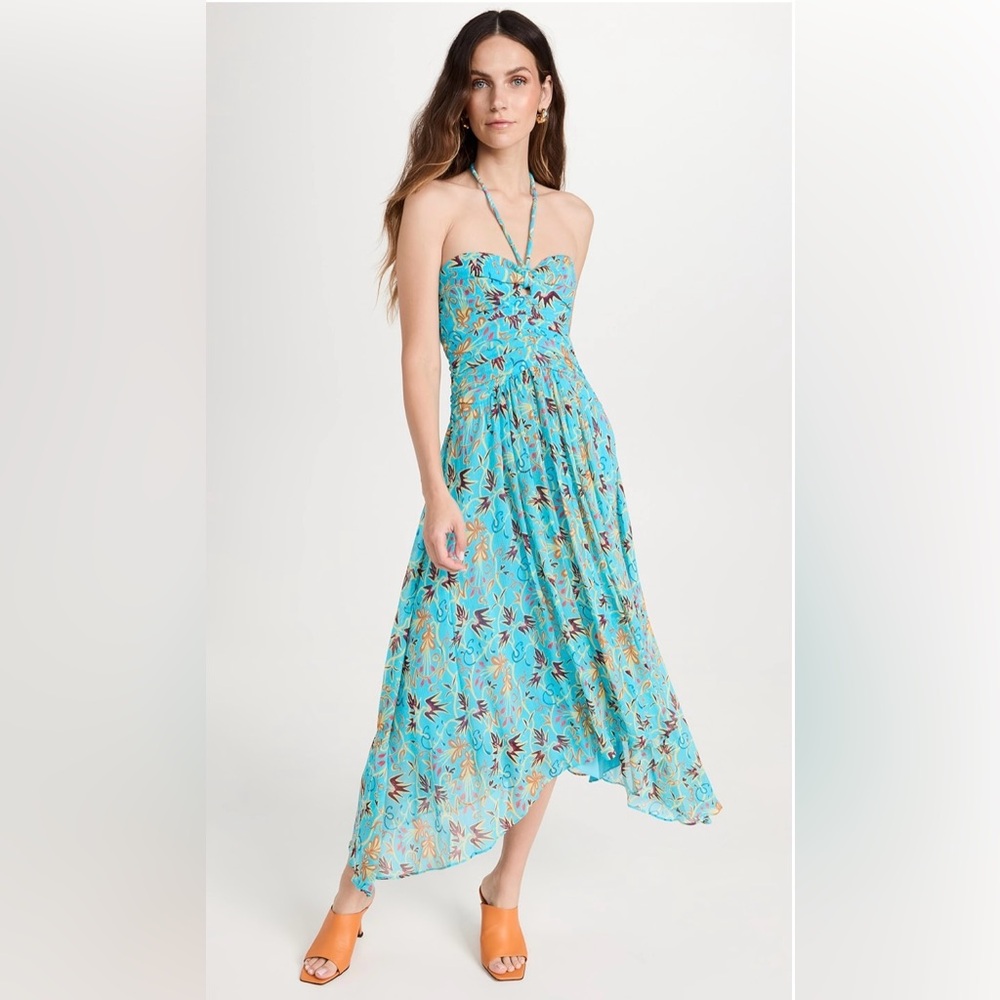 A.L.C. Violet Silk Halter Midi Dress Floral Print Size 4